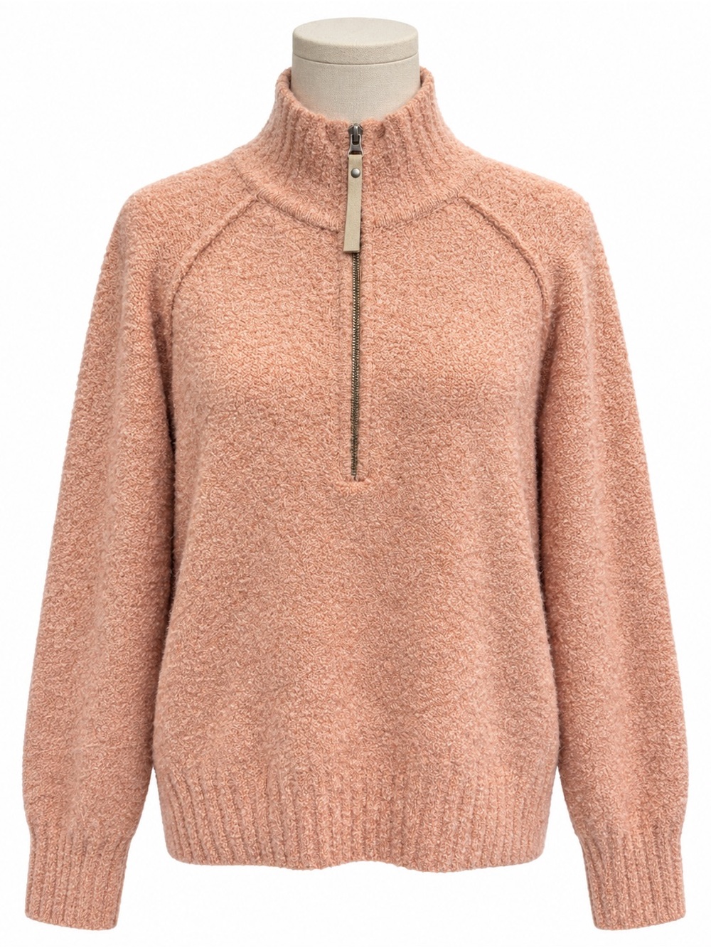 prAna Blazing Star Merino Wool Blend Half Zip Sweater Pink Sand L